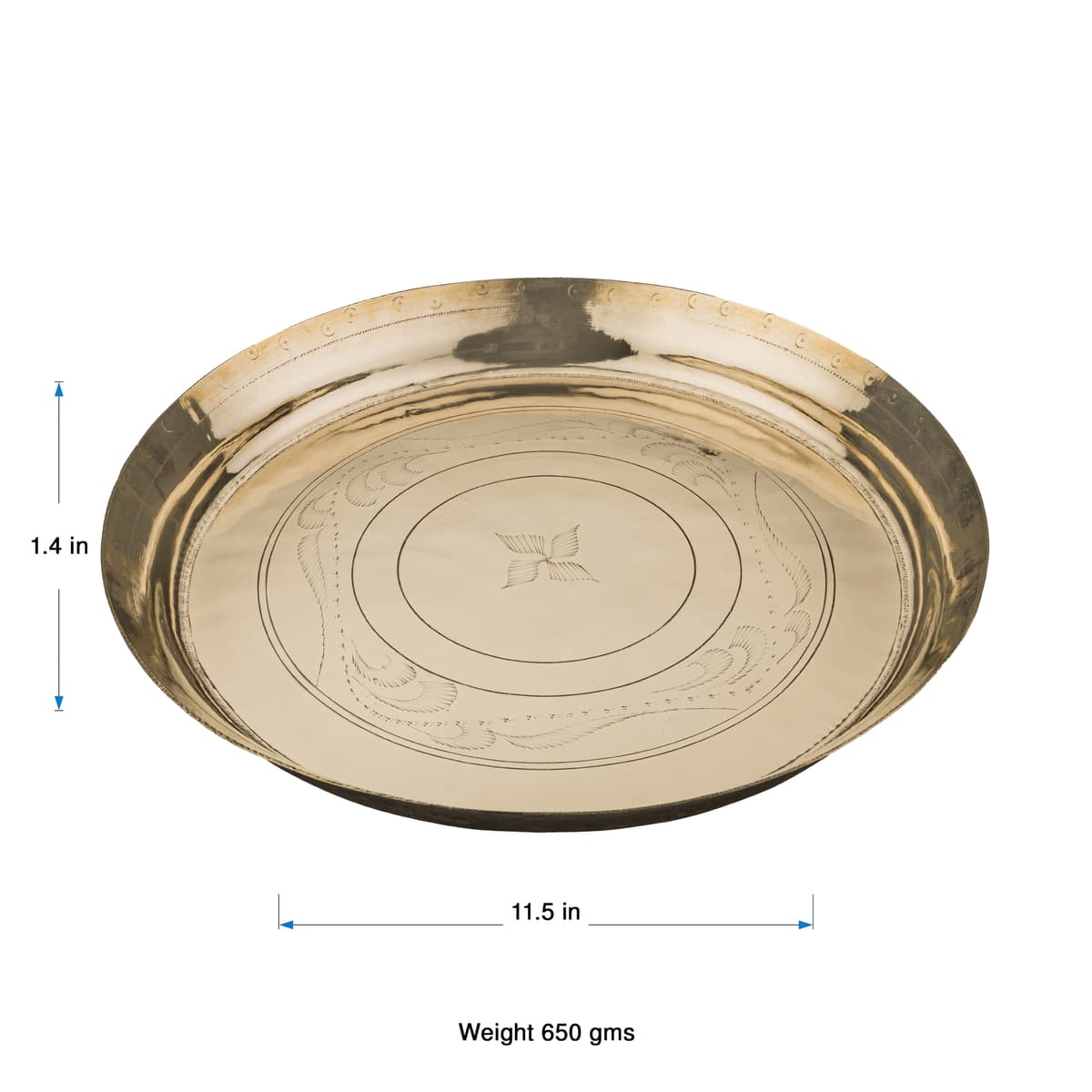 Lab verified Pure Hand Mad Kansa Thali 11.5 inch | 650 grms 