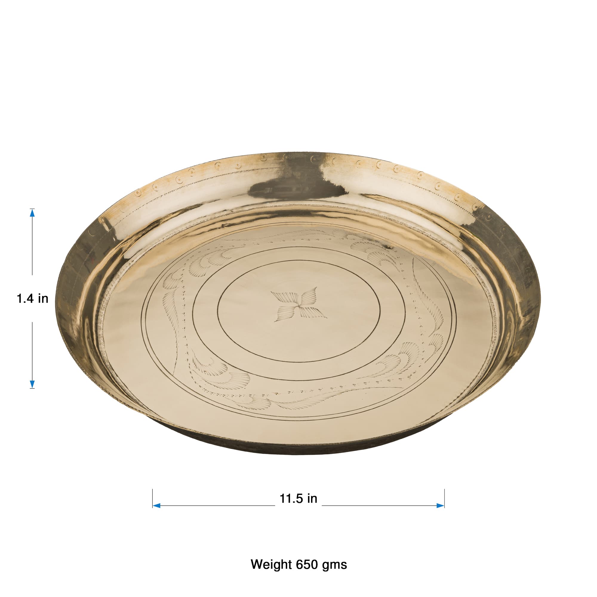 Lab verified Pure Hand Mad Kansa Thali 11.5 inch | 650 grms 