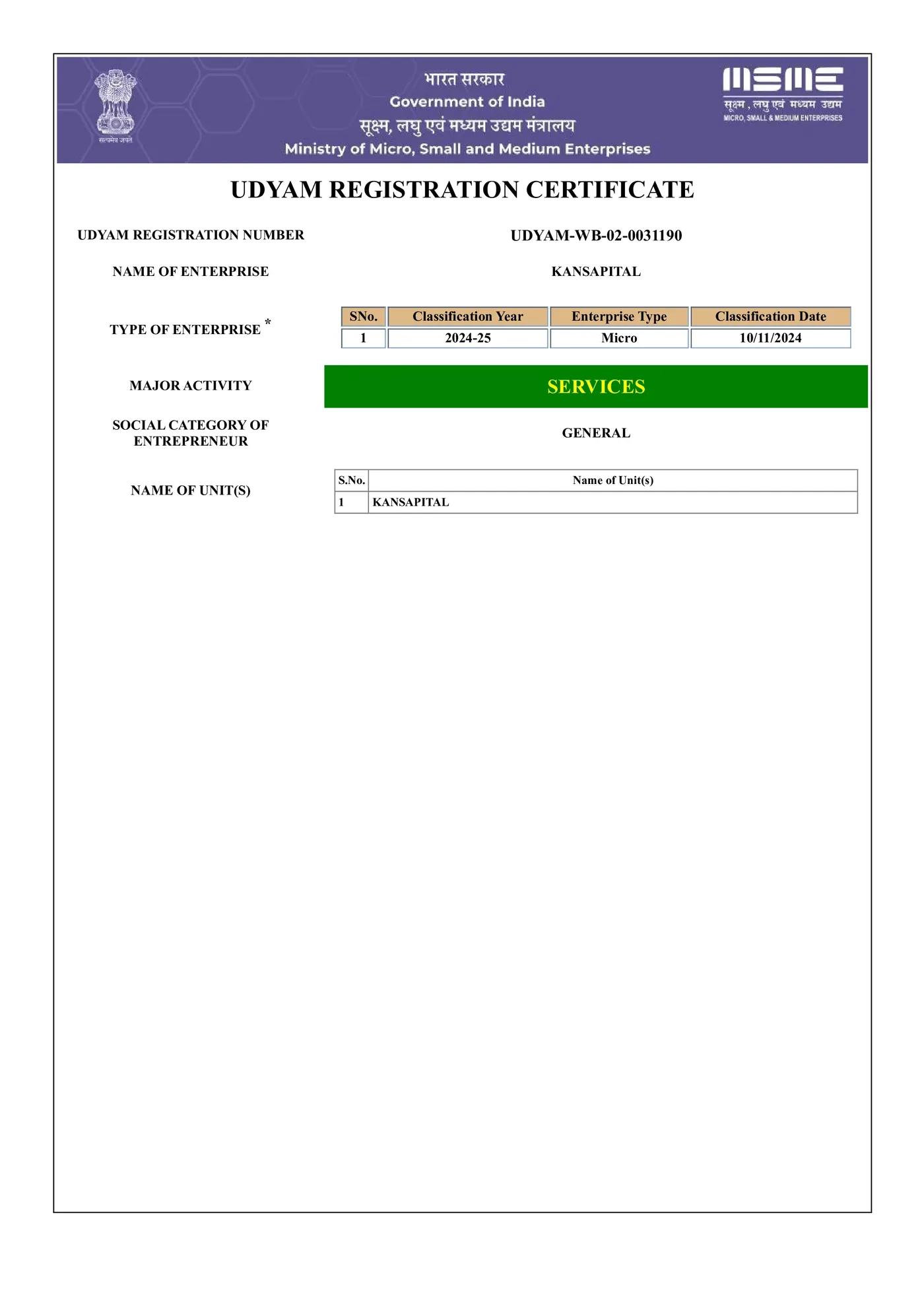 UDC Certificate